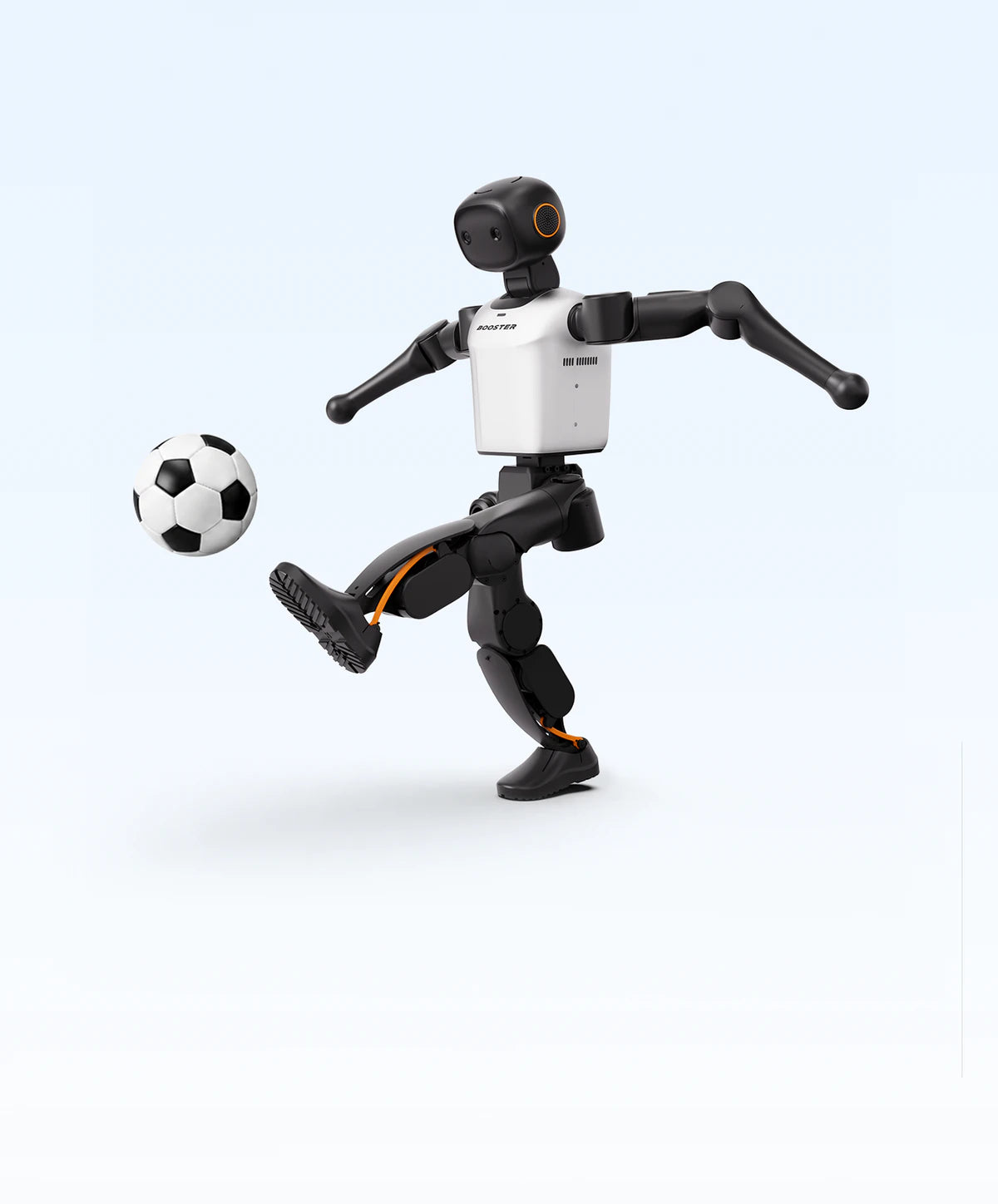 Booster K1 kicking a football