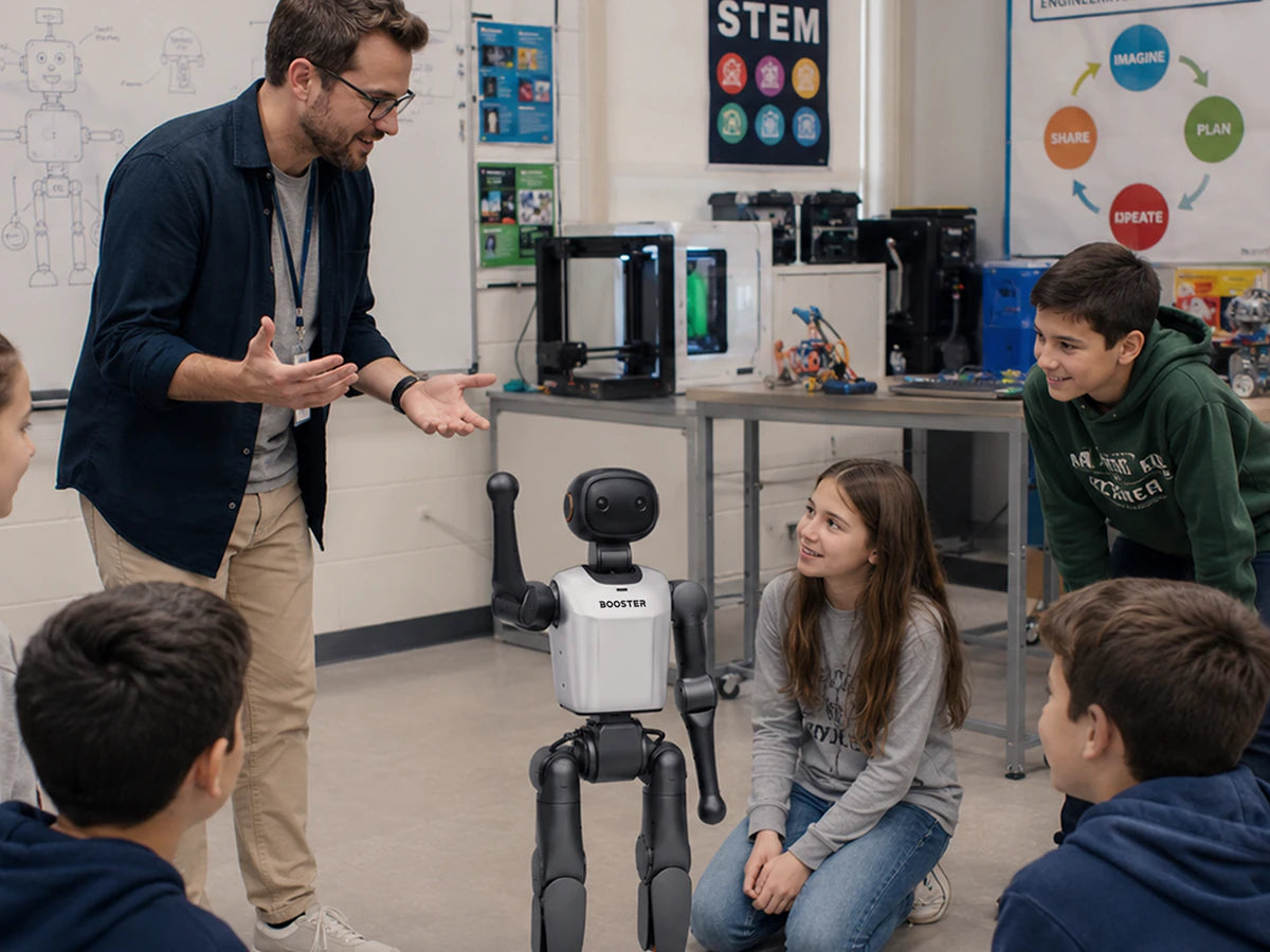 Booster K1 in a classroom with students